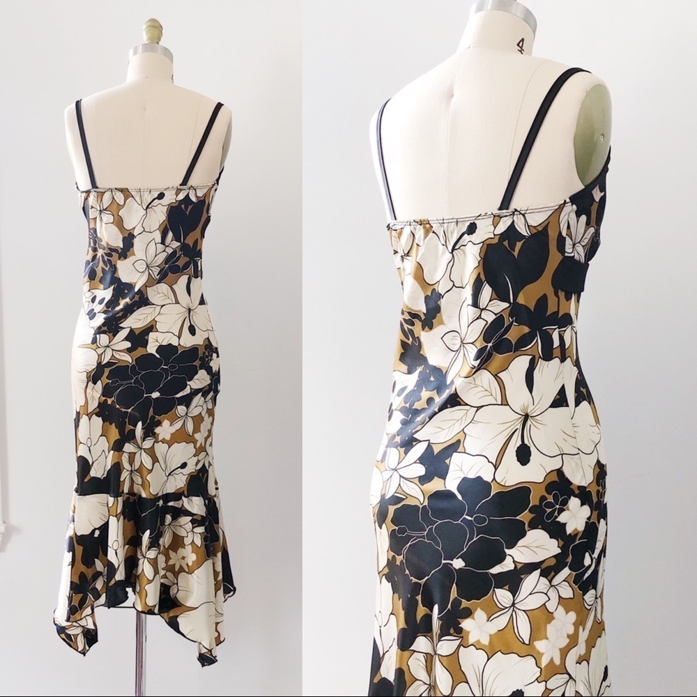 vintage • Y2K Forever 21 slip dress silky midi handkerchief hem bias floral - Picture 14 of 14